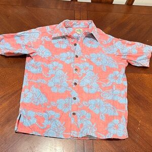 Men’s VINTAGE Coral Floral Short-Sleeve Button-Down Shirt